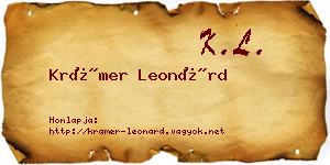 Krámer Leonárd névjegykártya